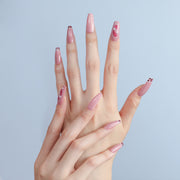 30 pieces PINK LEOPARDPRESS-ON NAILS FAKE NAILS Style:french Shape:coffin Finish:glitter Length:medium Occasion:wedding nails