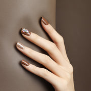 30 pieces Brown Shine PRESS-ON NAILS FAKE NAILS Style:classy Shape:oval Finish:glitter Length:medium Occasion: Regular nails