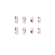 24 pieces MILK COFFEE PRESS-ON NAILS FAKE NAILS Style:classy Shape:coffin Finish:glossy Length:long Occasion:holiday nails