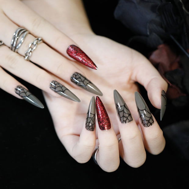 24 pieces HALLOWEEN PRESS-ON NAILS FAKE NAILS Style:rainbow Shape:coffin stiletto  Finish:glossy  Length:long Occasion: Halloween nails